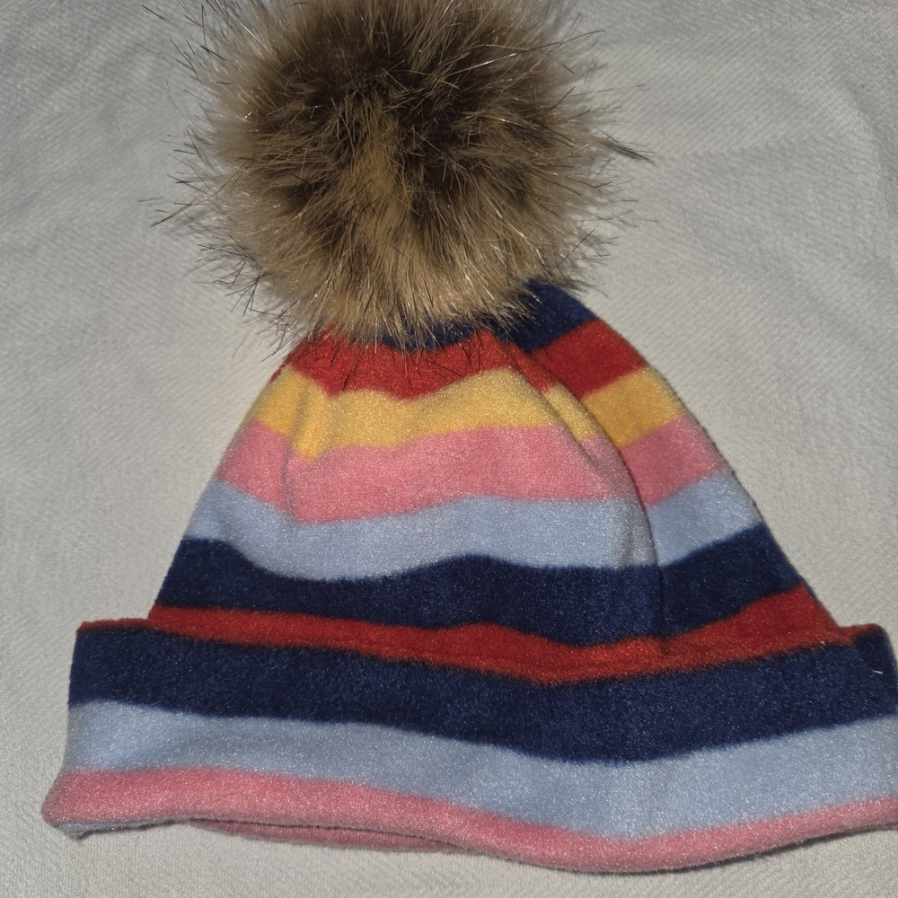 Old Navy Multicolor Striped Kids Hat with Pom-Pom